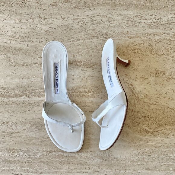 Manolo Blahnik Shoes - Vintage Manolo Blahnik Thong Kitten Heel Sandals